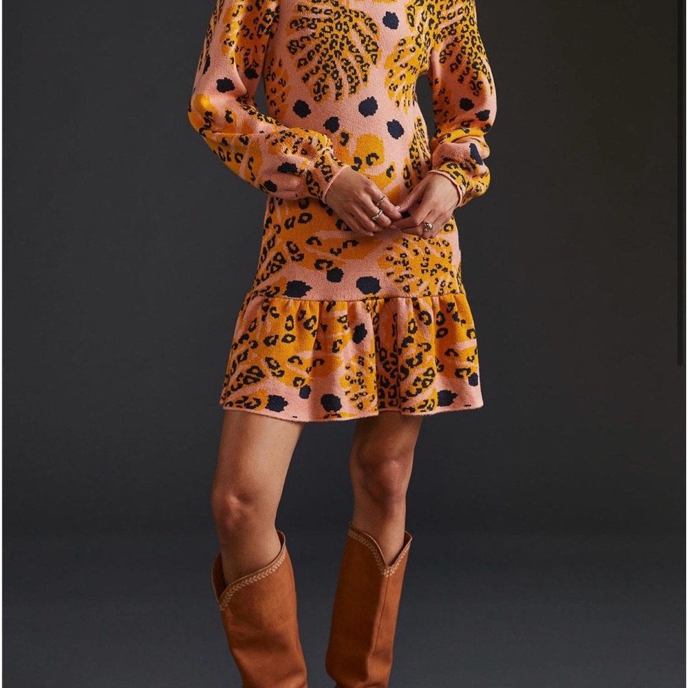 Leopard Print Orange Dress